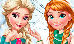 Игра для девочек: Зимний макияж и одевалка для Эльзы и Анны