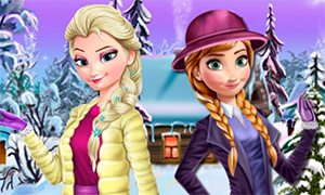 Игра Холодное Сердце: Зимние наряды Эльзы и Анны