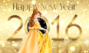 Новогодние открытки 2016 Дисней Принцессы
