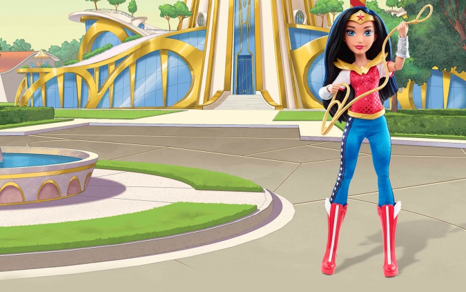 Куклы DC Super Hero Girls на фонах из мультфильма