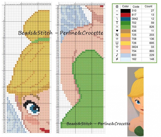 Схемы для вышивки закладок с героинями Дисней