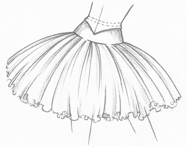 Как нарисовать юбку из тюля