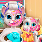 Игра для девочек: Салон красоты для кошки Анжелы и её дочки