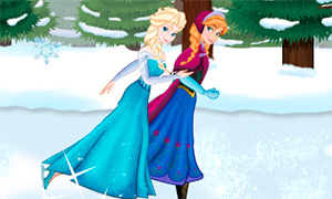 Игра Холодное Сердце: Эльза и Анна катаются на коньках