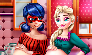 Игра для девочек: Леди Баг и Эльза -беременные подруги