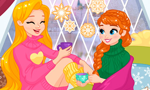 Игра для девочек: Зимние посиделки Дисней Принцесс