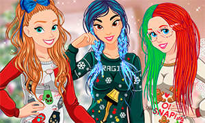 Игра для девочек: Новогодние свитера Дисней Принцесс