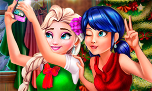 Игра для девочек: Новогоднее селфи Леди Баг и Эльзы