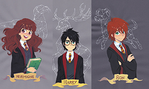 Герои мира Гарри Поттера и их патронусы в иллюстрациях