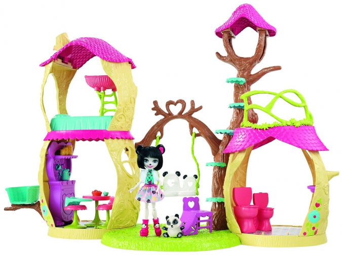 Enchantimals кукла девочка панда и набор лесной домик