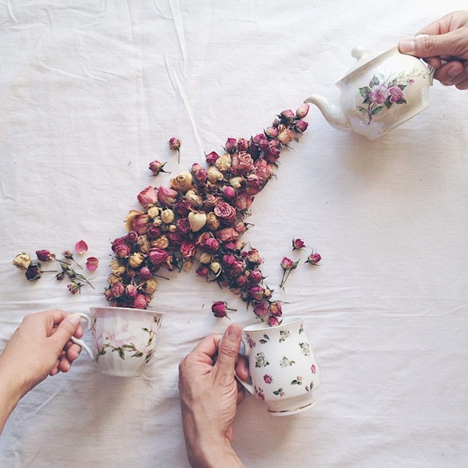 Чайные композиции с высушенными цветами и листьями