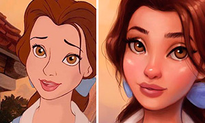 Художник добавила объем в кадры с классическими 2D принцессами