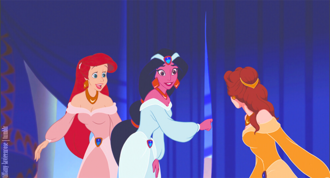 Жасмин, Белль и Ариэль в наряде принцессы Жасмин