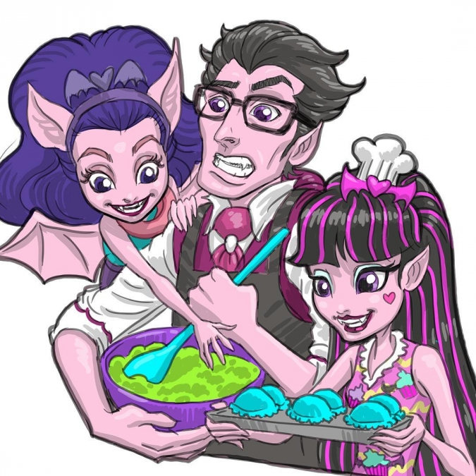 Дракулаура с отцом и сестрой