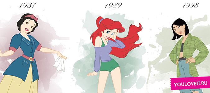 14 Дисней Принцесс оделись по моде года выхода их мультфильма