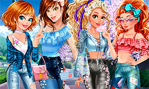 Игра: Стильные Белль, Рапунцель, Мерида, Анна и джинсы с заплатками