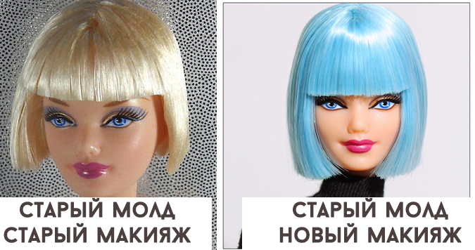 Молд Барби Midge/Diva со старым и современным макияжем