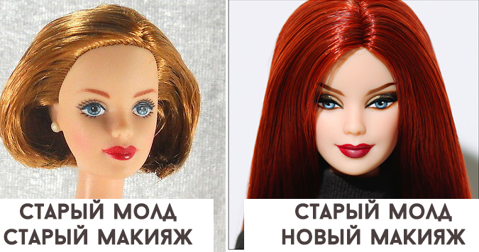 Барби молд Mackie со старым и современным макияжем Барби молд Mackie со старым и современным макияжем