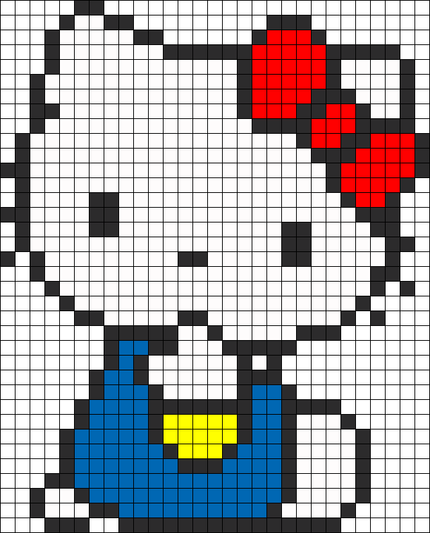 Рисование по клеточкам кошка Hello Kitty