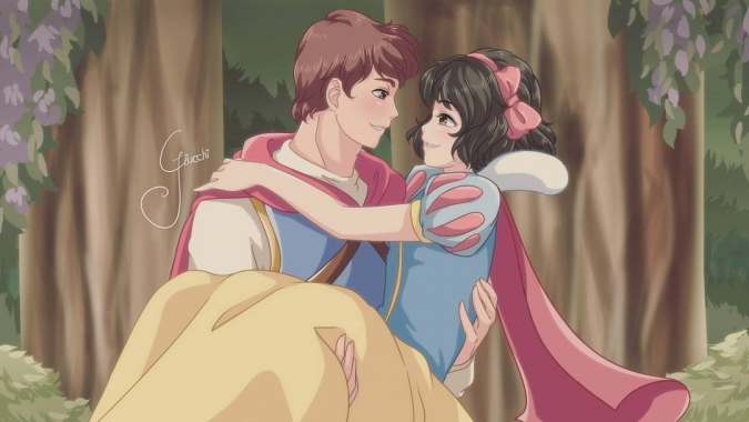 Белоснежка и принц в аниме стиле