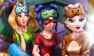 Игра для девочек: Пижамная вечеринка Леди Баг, Эльзы и Рапунцель