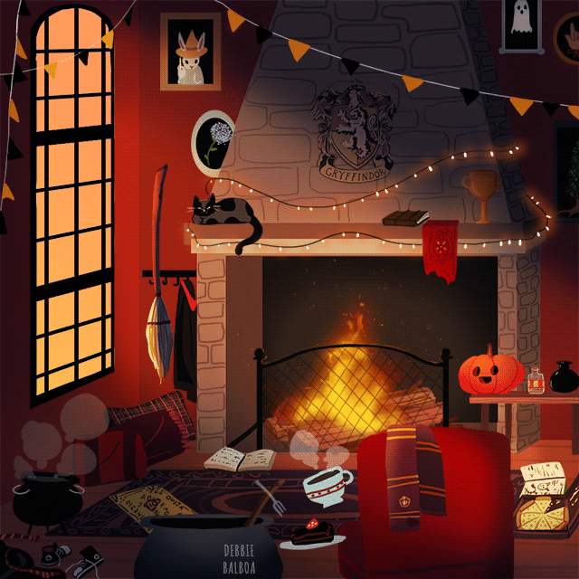 Гостиная Гриффиндора во время Хэллоуина