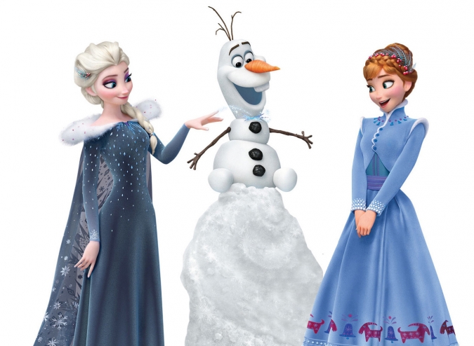 Олаф и Холодное Приключение большая картинка с Эльзой, Анной и Олафом