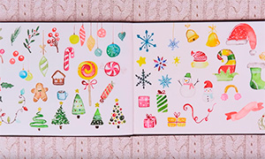 Как нарисовать простые, маленькие и очень красивые рисунки для новогодних открыток акварелью