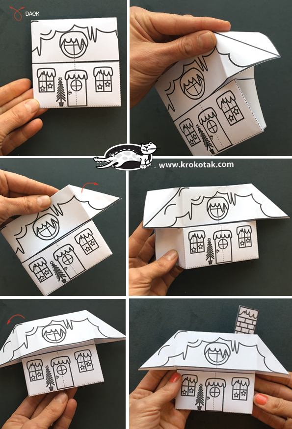 Как сложить оригами зимний домик