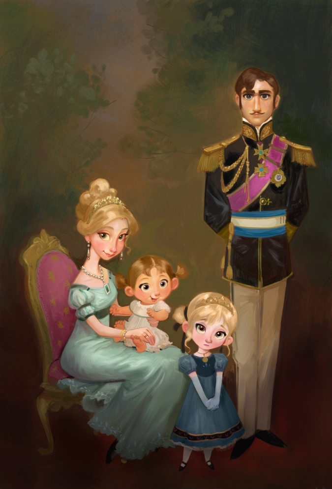Холодное Сердце портрет Анны и Эльзы с родителями