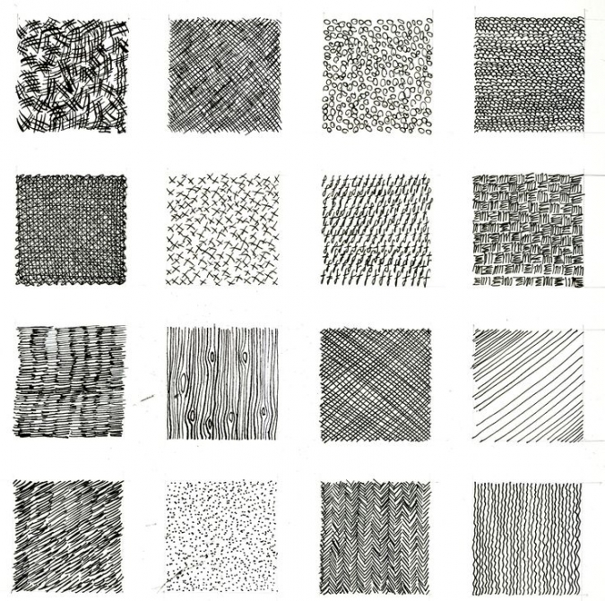 Как рисовать текстуры с помощью линий, штрихов и точек