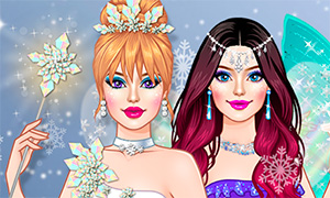 Игра для девочек: Макияж и одевалка феи Зимы