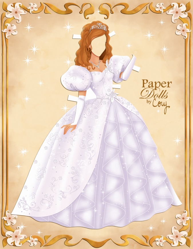 Бумажная кукла принцессы Жизель (Зачарованной) с нарядами