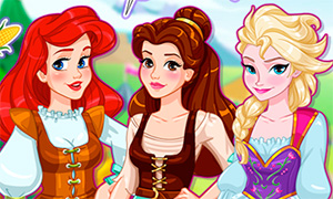 Игра: Мода средневековой ярмарки для Эльзы, Ариэль и Белль