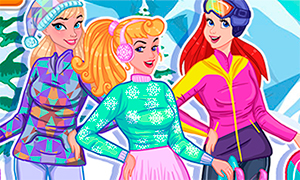 Игра для девочек: Зимние виды спорта с Эльзой, Ариэль и Авророй