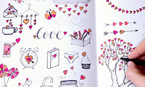 Красивые рисунки  с сердечками (и не только) для ежедневников, блокнотов и личных дневников