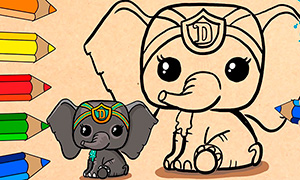 Как нарисовать милую версию слоненка Дамбо