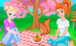 Игра: Эльза и Анна из Холодного Сердца любуются цветением Сакуры