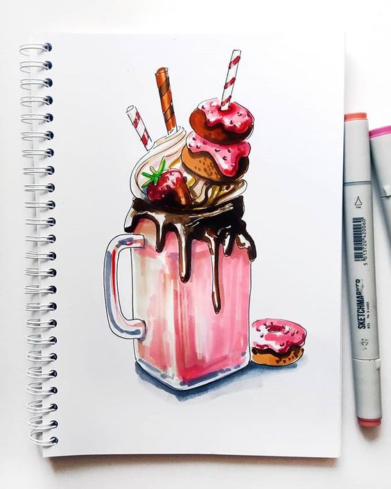 Картинки для срисовки молочные коктейли