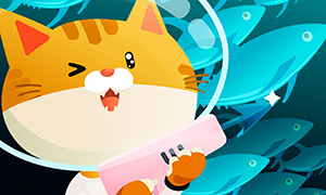 Игра: Котик на подводной рыбалке