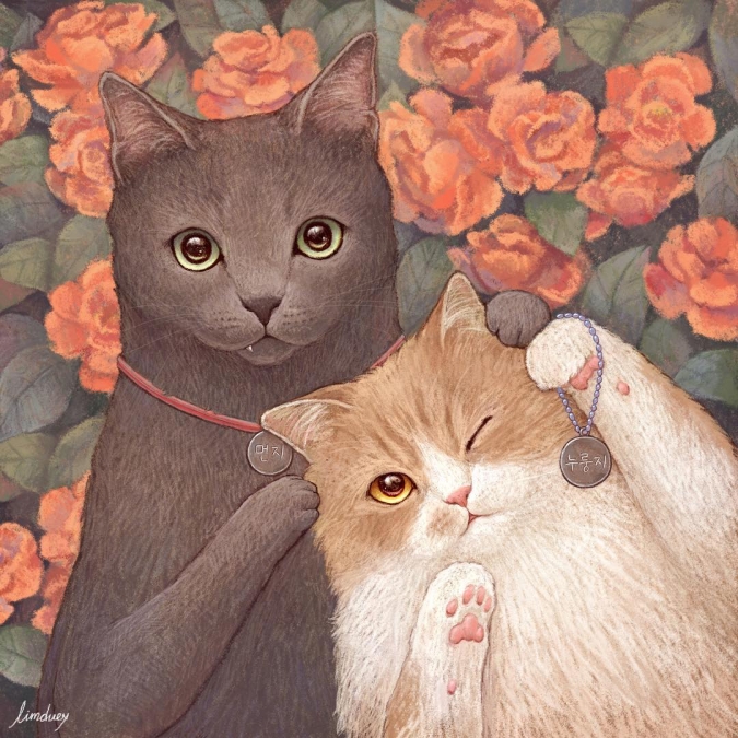 Коты картинки, рисунки художницы из Кореи