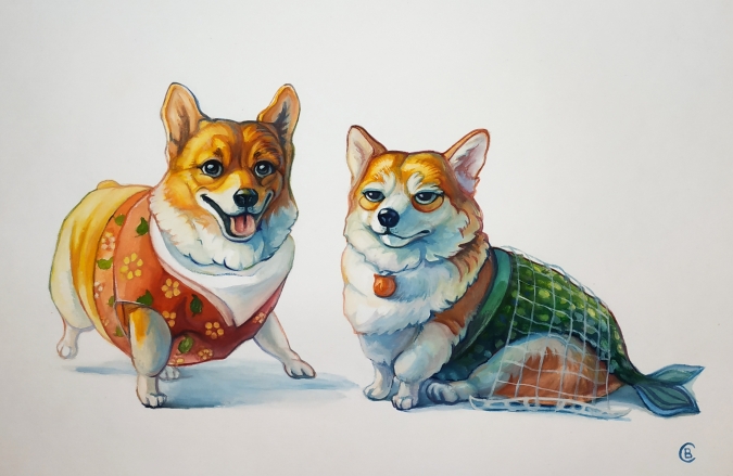 Собаки в костюмах рисунок иллюстрация