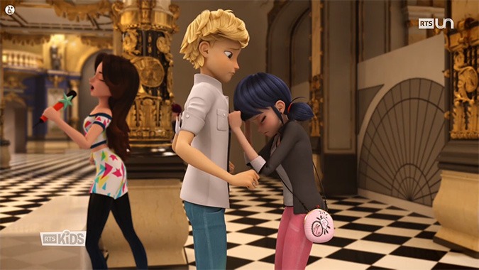 Леди Баг и Супер Кот 3 сезон серия Кукловод 2, сцена где Маринетт целует статую Адриана по кадрам