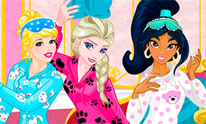 Игра: Пижамная вечеринка трех принцесс - Эльзы, Золушки и Жасмин