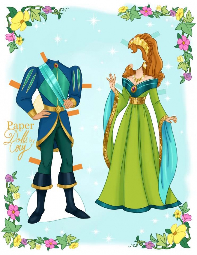 Бумажная кукла с одеждой  Дюймовочка и принц