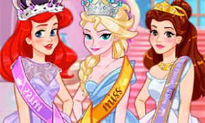 Игра: Дисней Принцессы Эльза, Ариэль и Белль на конкурсе красоты