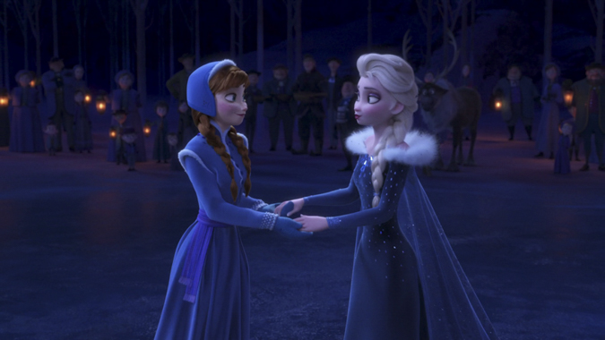 Эльза и Анна держаться за руки