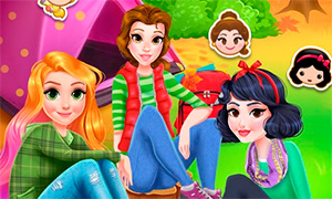 Игра для девочек: Осенний поход с Рапунцель, Белоснежкой и Белль