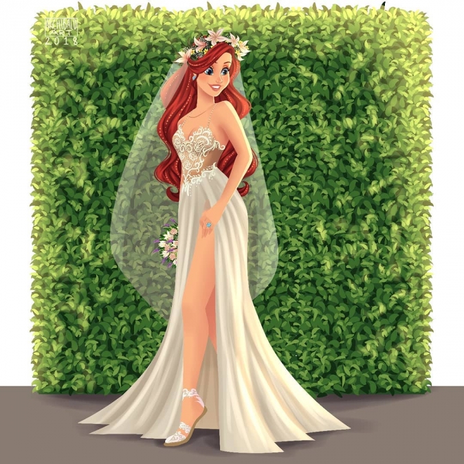 Ариэль в свадебном платье