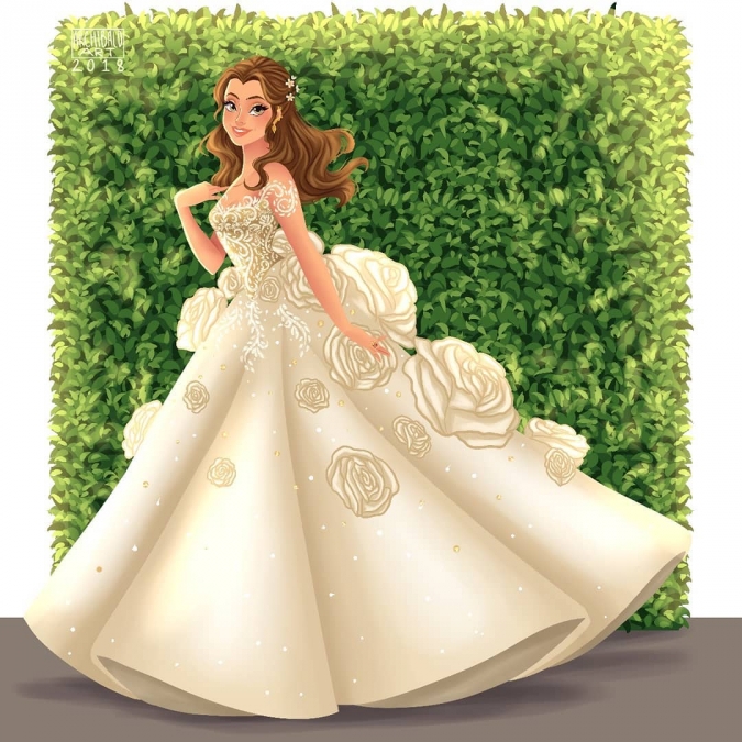 Белль в свадебном платье